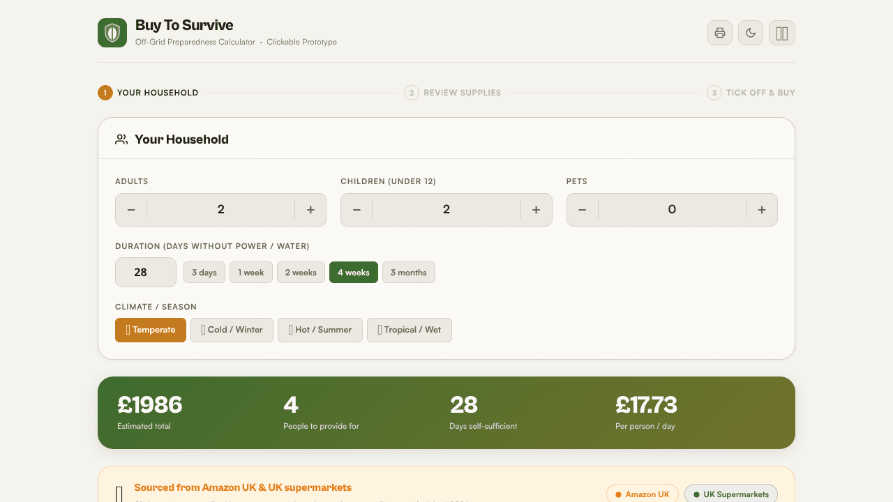 Buy To Survive website screenshot