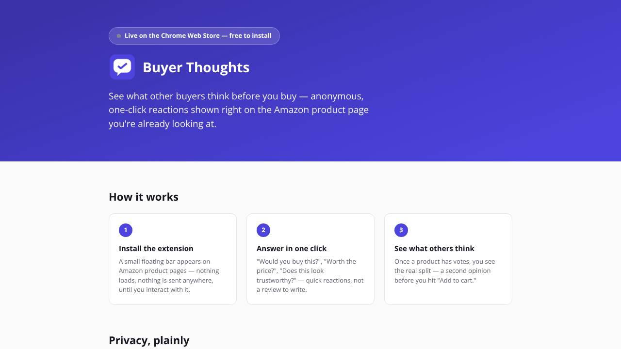 Buyer Thoughts website screenshot