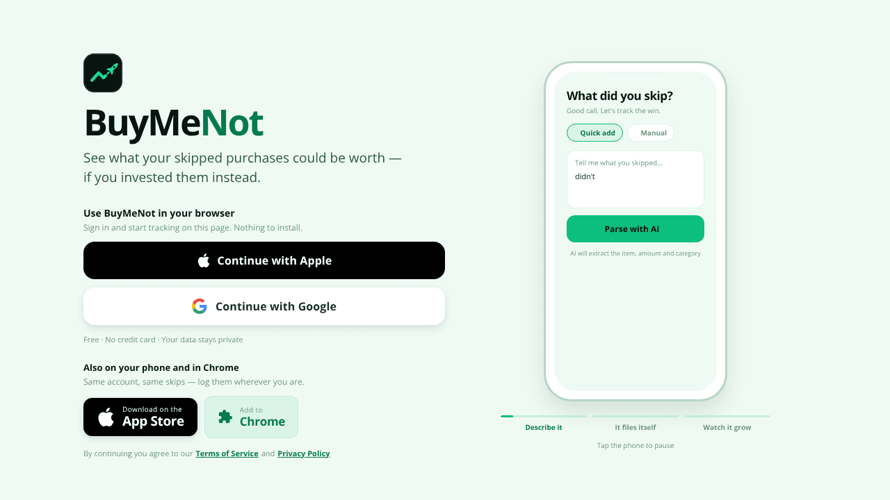 BuyMeNot website screenshot