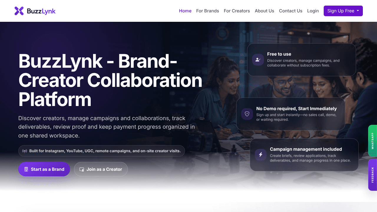 Buzzlynk website screenshot