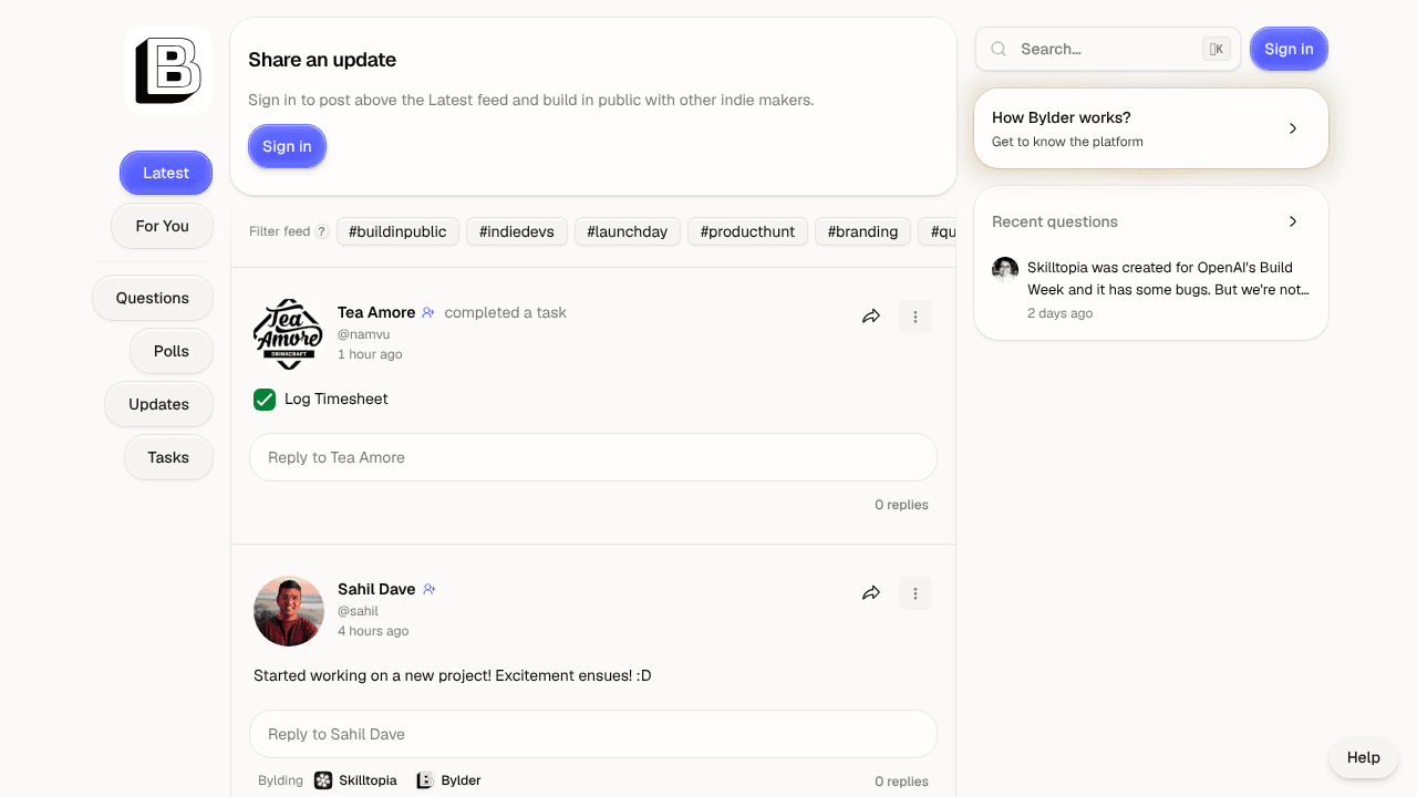 Bylder.app website screenshot