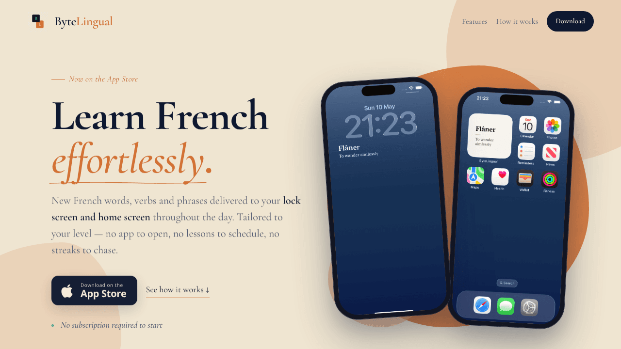 ByteLingual: French Widget website screenshot