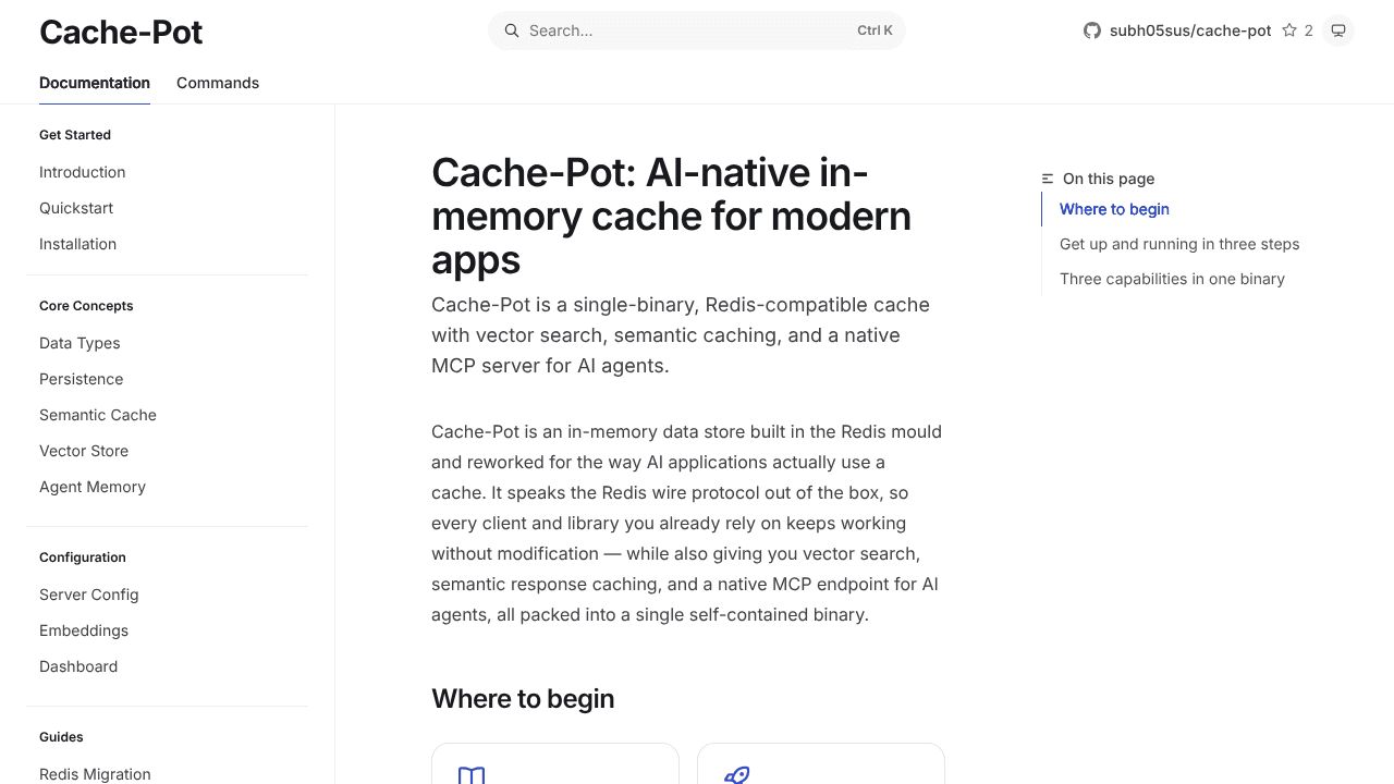 Cache-Pot website screenshot