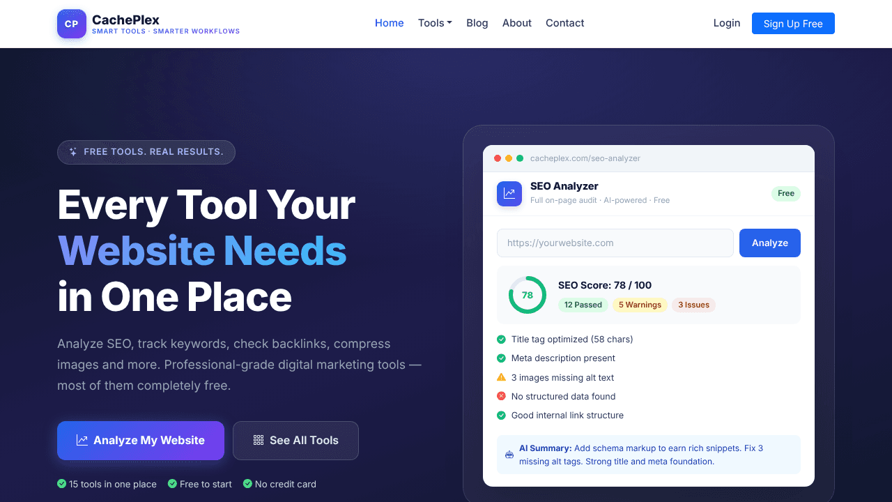 CachePlex website screenshot
