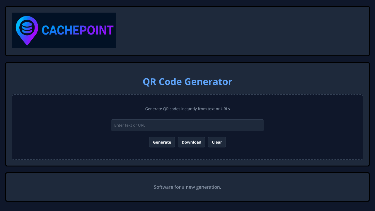 CachePoint | QR Code Generator website screenshot