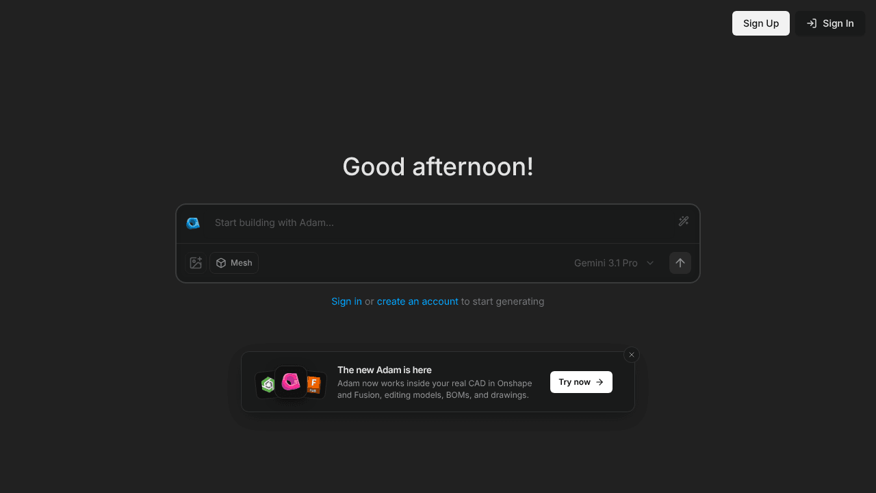 CADAM website screenshot