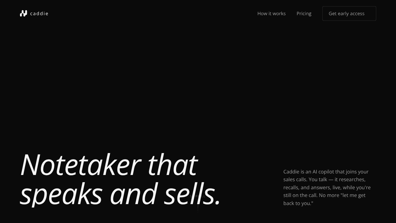 Caddie website screenshot