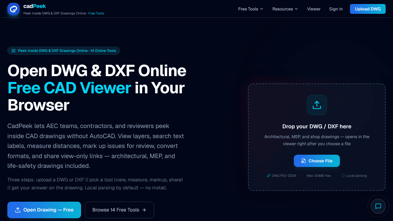 CadPeek website screenshot