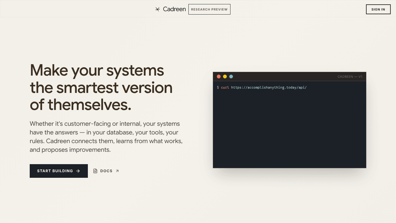 Cadreen website screenshot