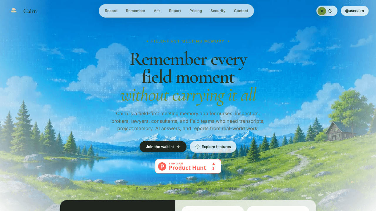 Cairn website screenshot