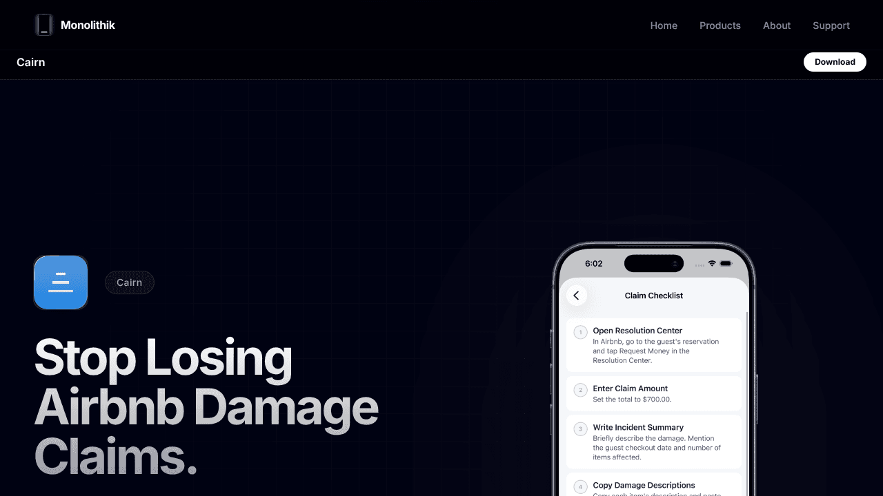 Cairn website screenshot