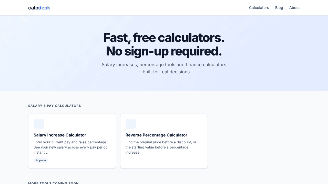 CalcDeck website screenshot