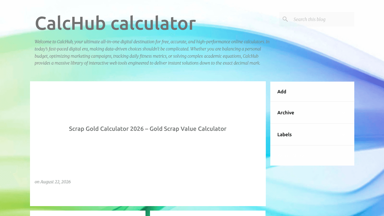 CalcHub calculator website screenshot