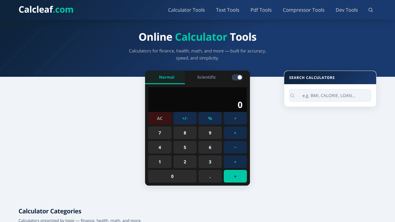 CalcLeaf website screenshot