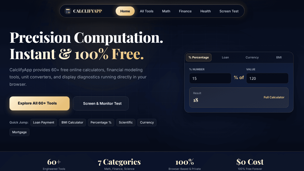 CalclifyApp website screenshot
