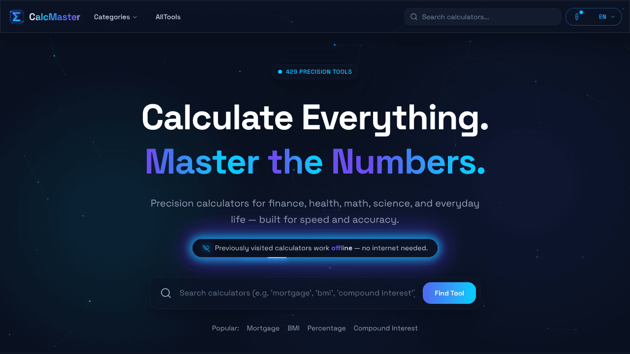 CalcMaster website screenshot