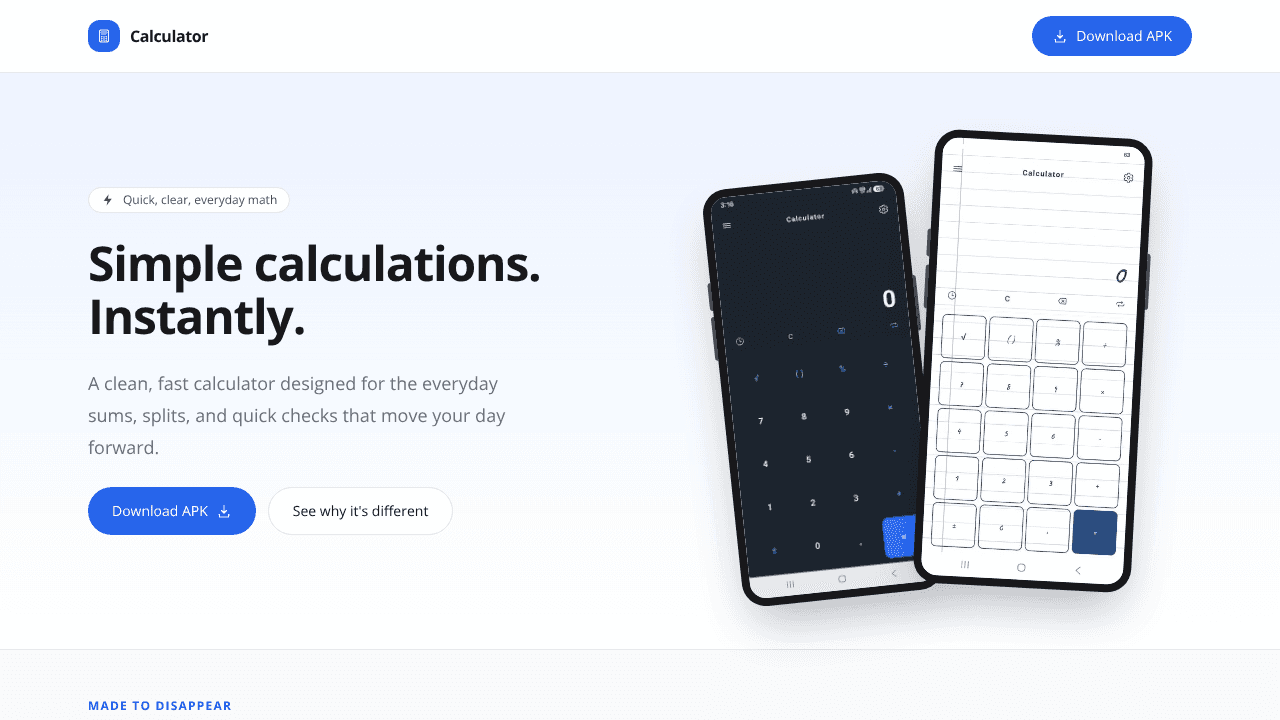 Calculator website screenshot