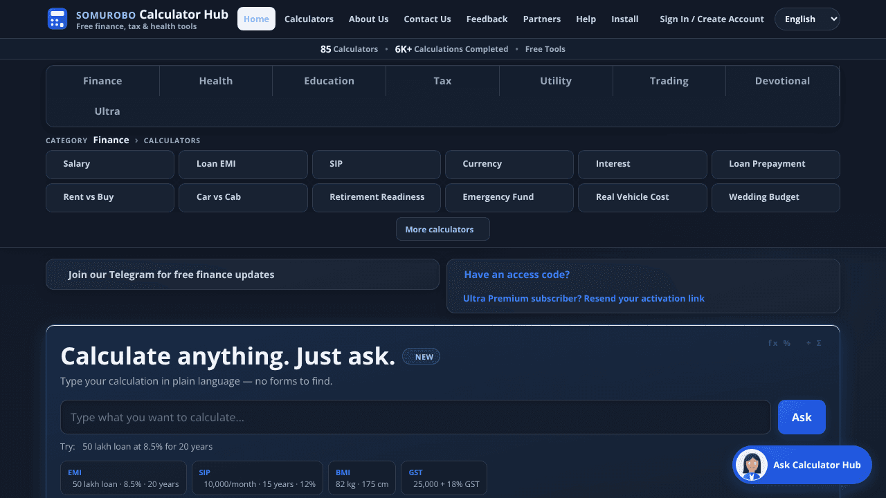 Calculator Hub website screenshot