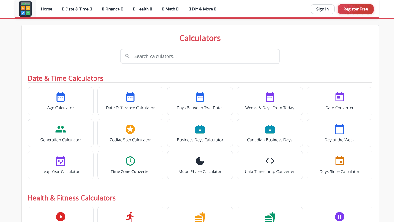 Calculator Pro website screenshot
