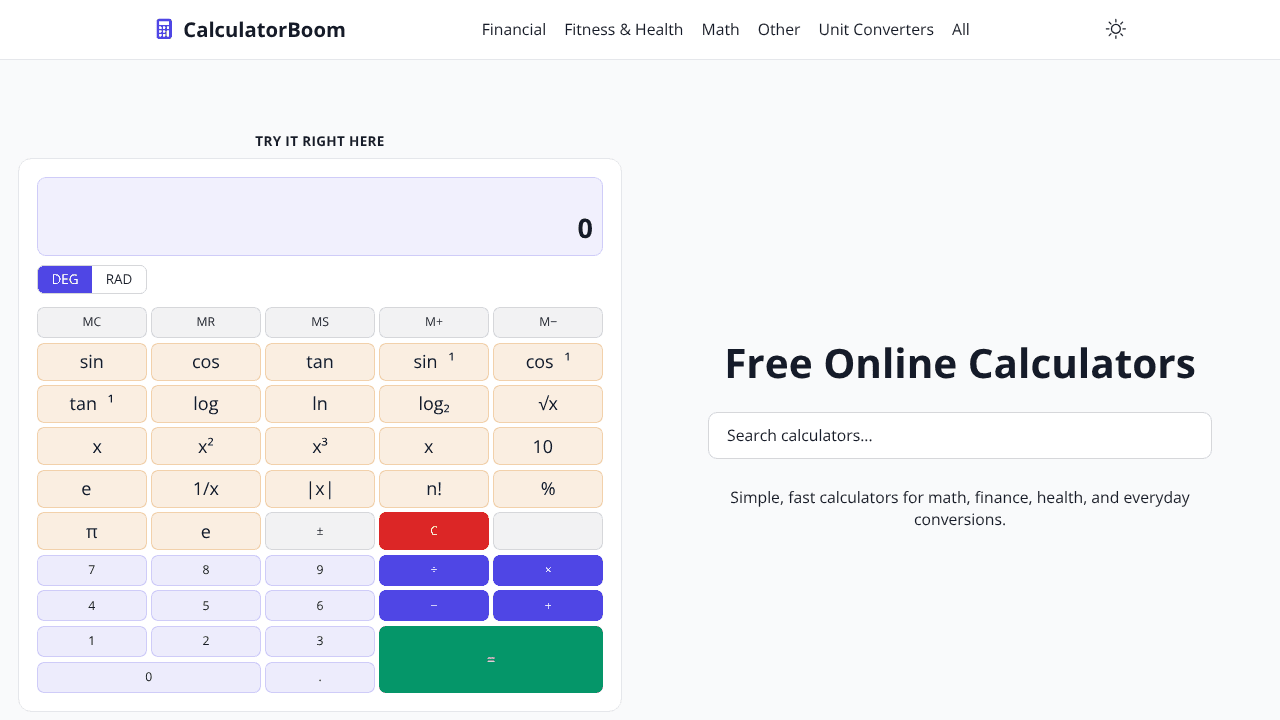 CalculatorBoom website screenshot