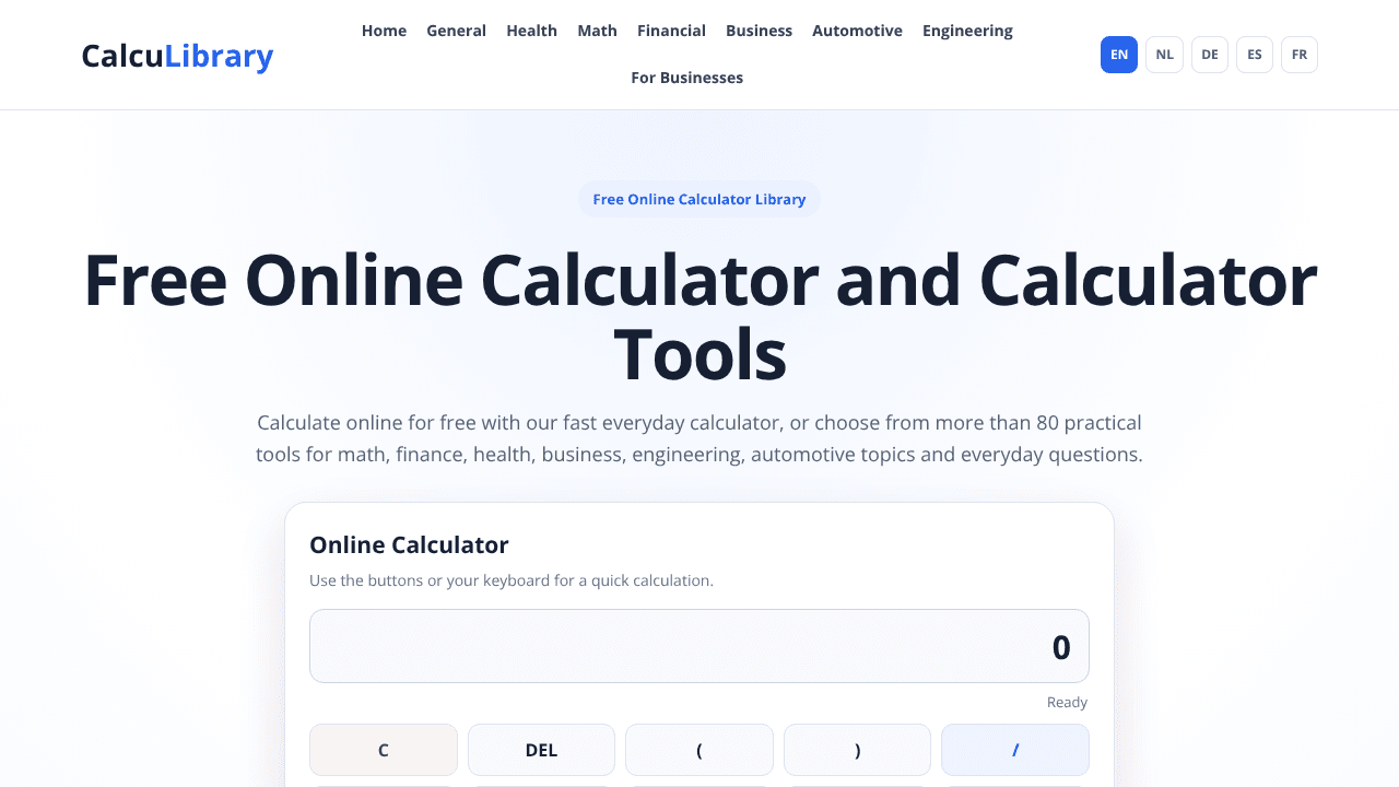 CalcuLibrary website screenshot