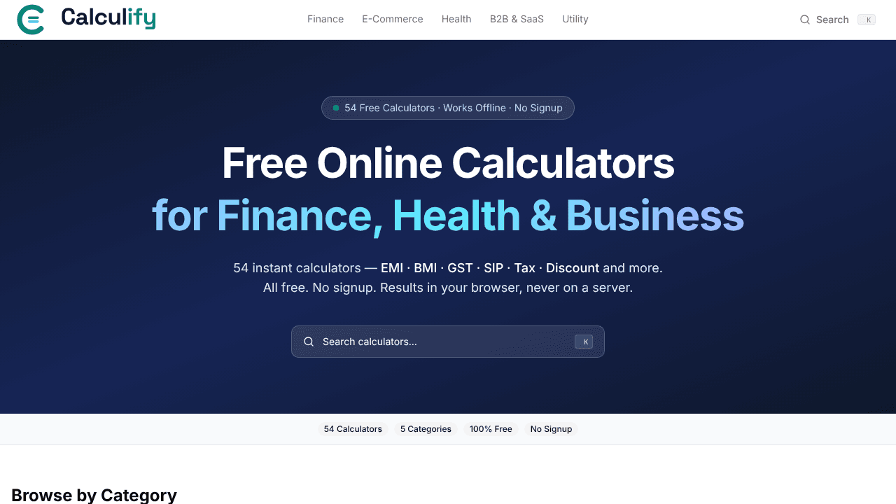 Calculify website screenshot