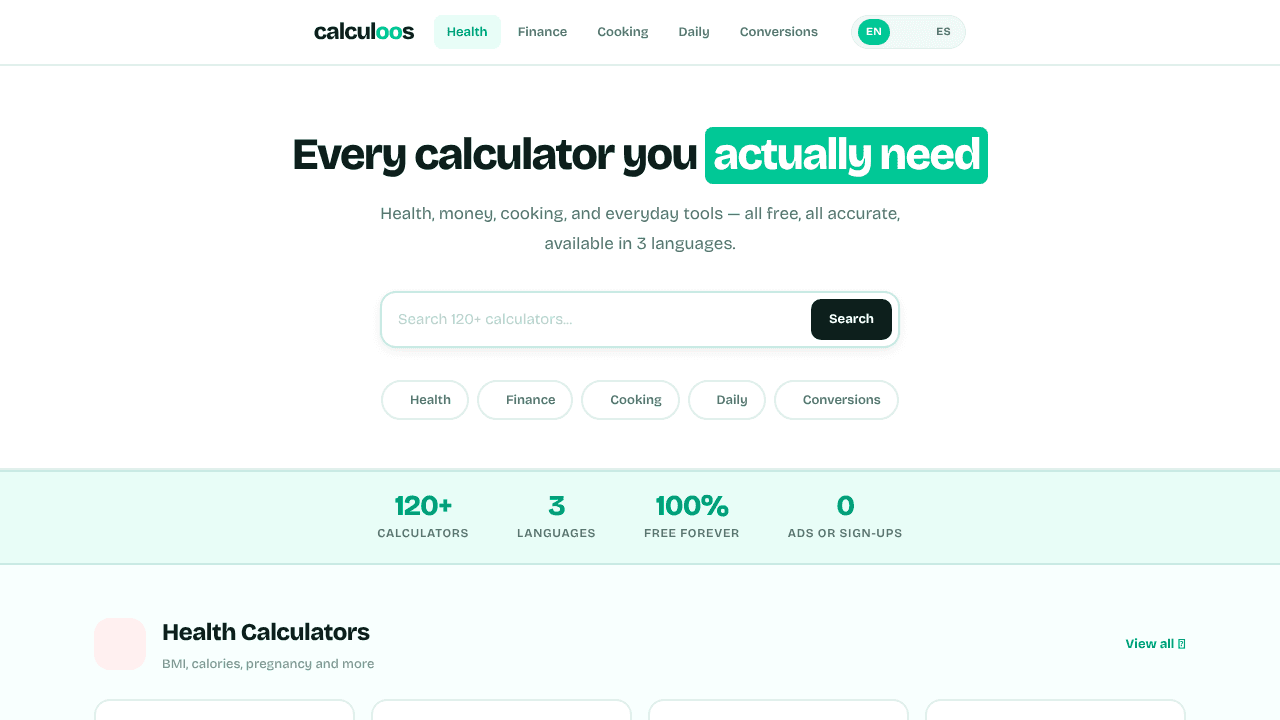 Calculoos.com website screenshot