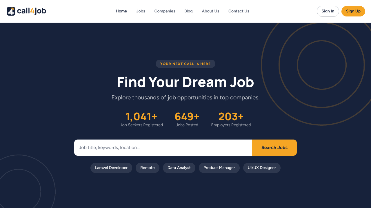 Call4job website screenshot