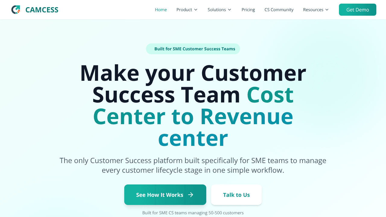 CAMCESS - AI Customer Success website screenshot