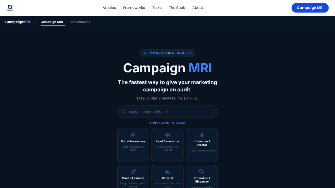 Campaign MRI website screenshot