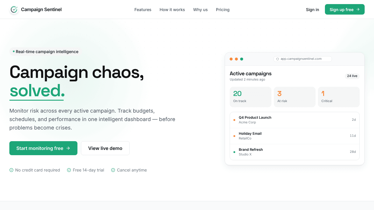 Campaign Sentinel website screenshot