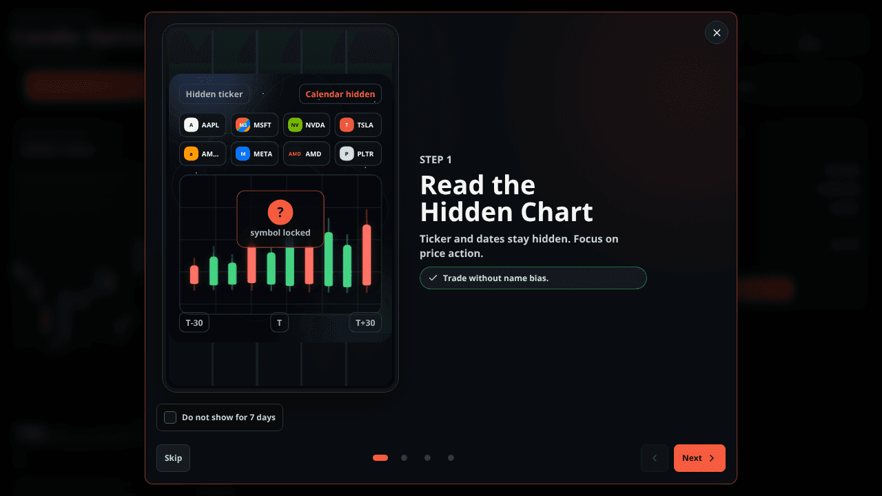 Candle Options Trainer website screenshot