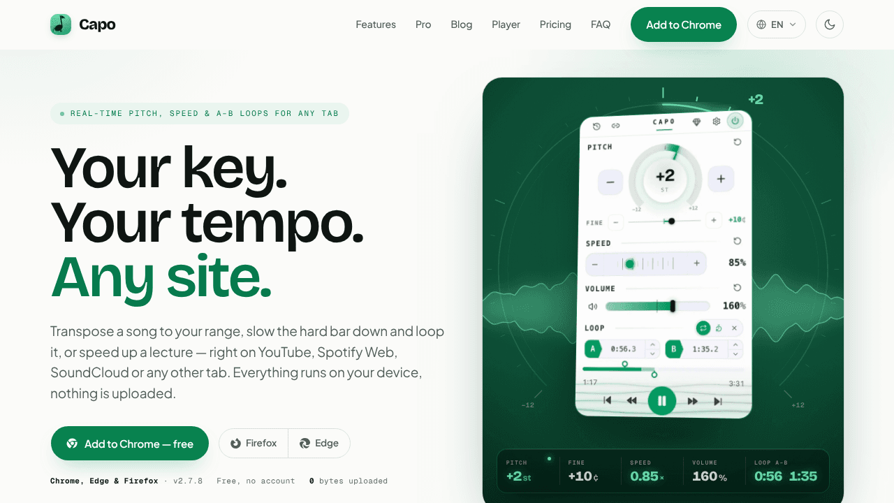 Capo website screenshot