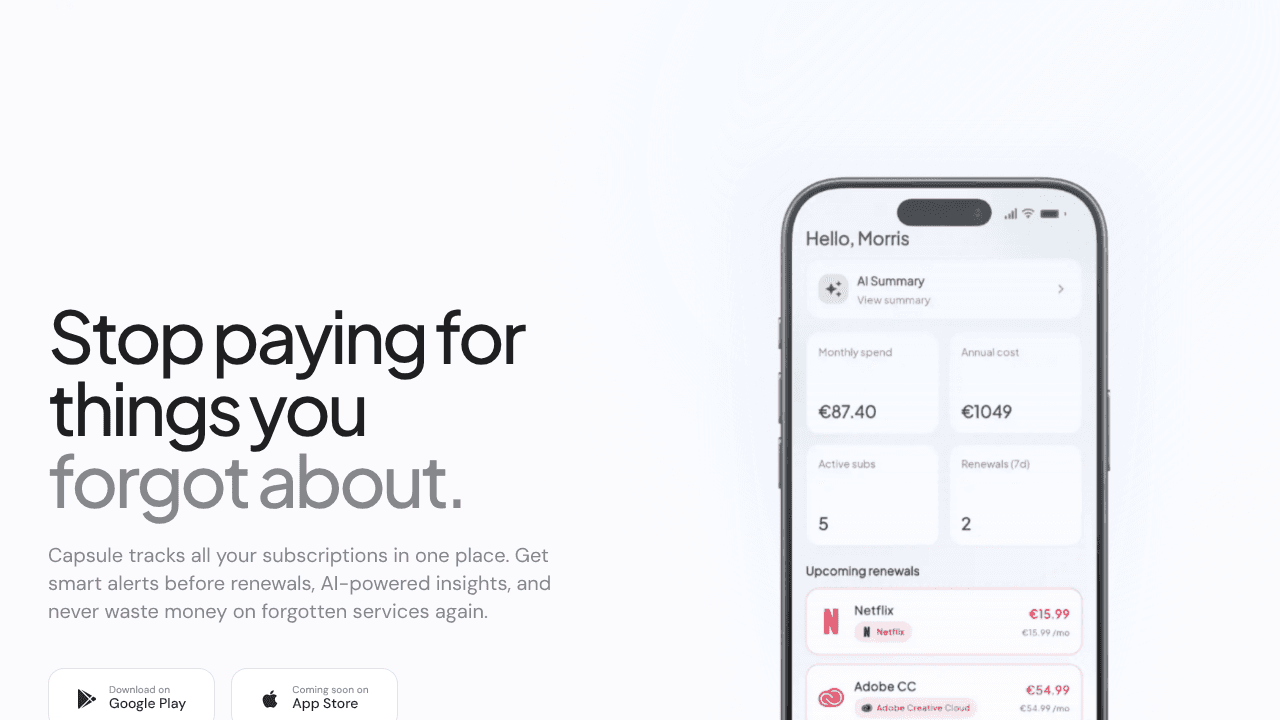 Capsule website screenshot