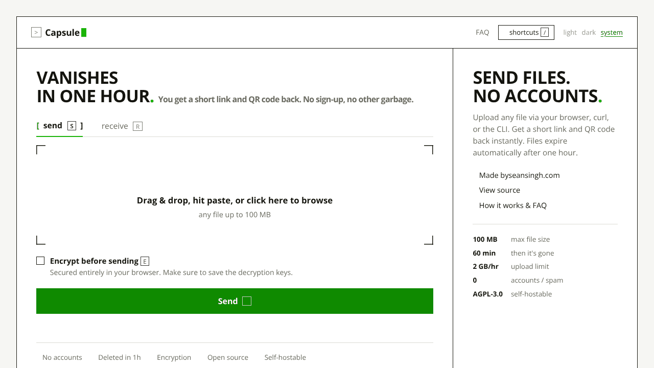 Capsule website screenshot