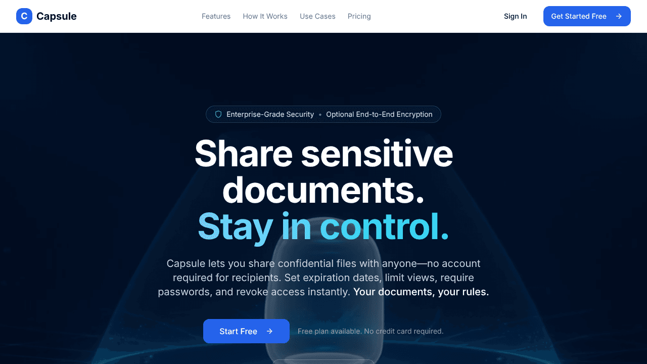 Capsule website screenshot