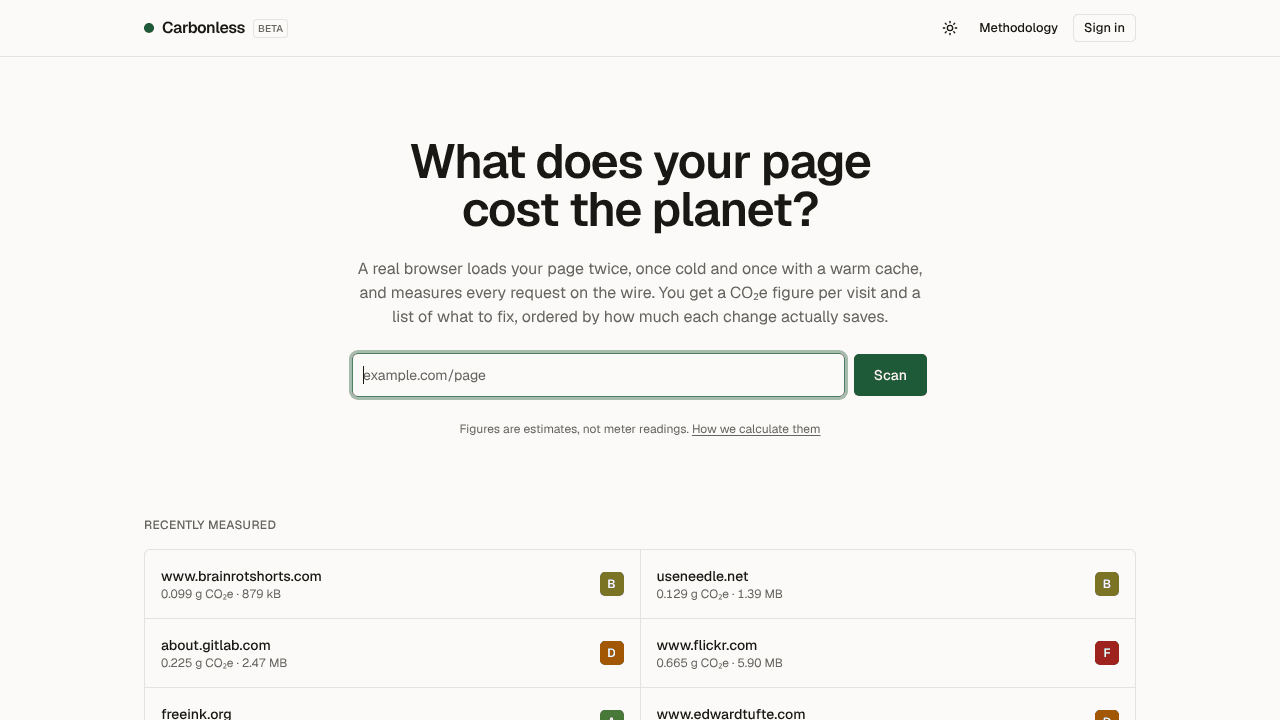 Carbonless website screenshot