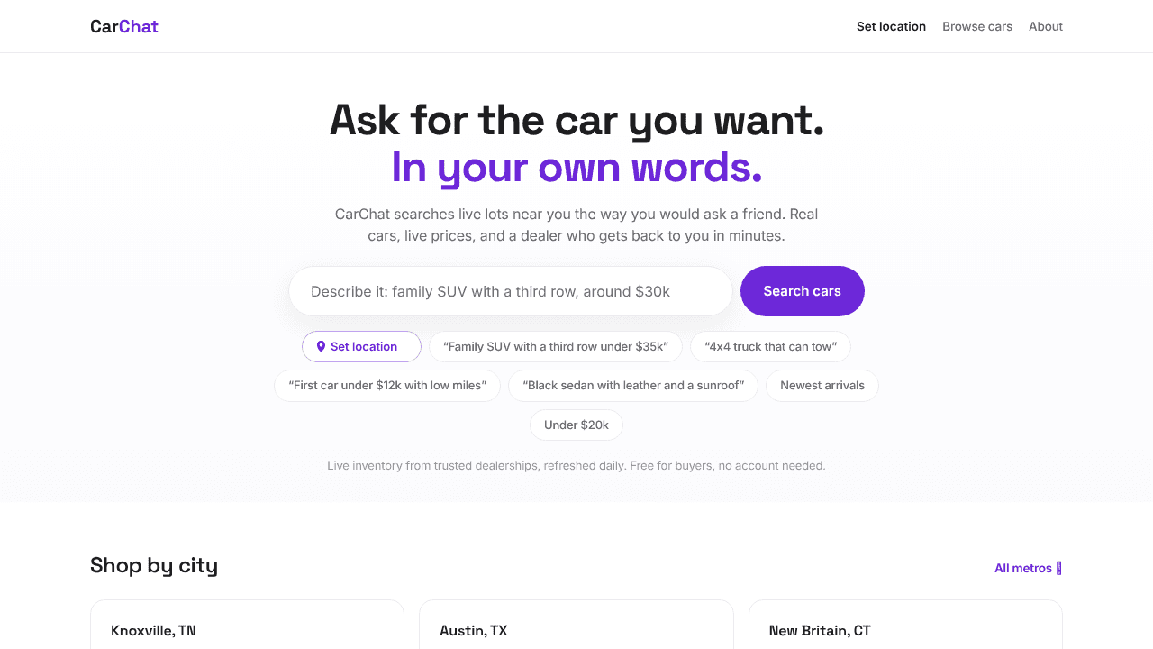 CarChat website screenshot