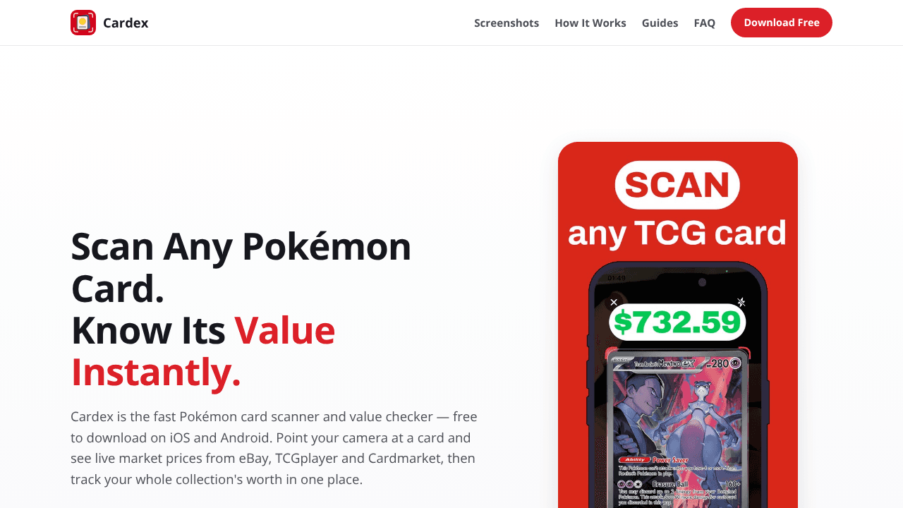 Cardex website screenshot