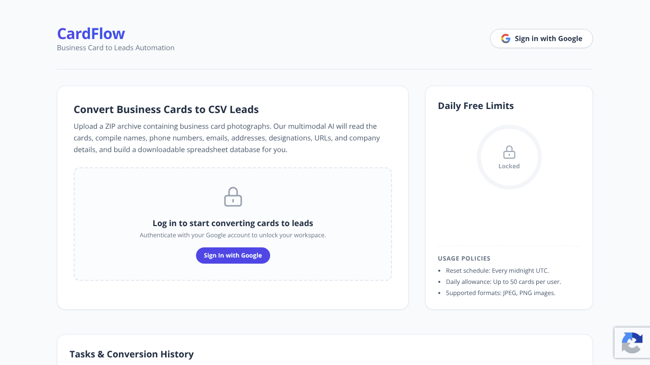 CardFlow website screenshot
