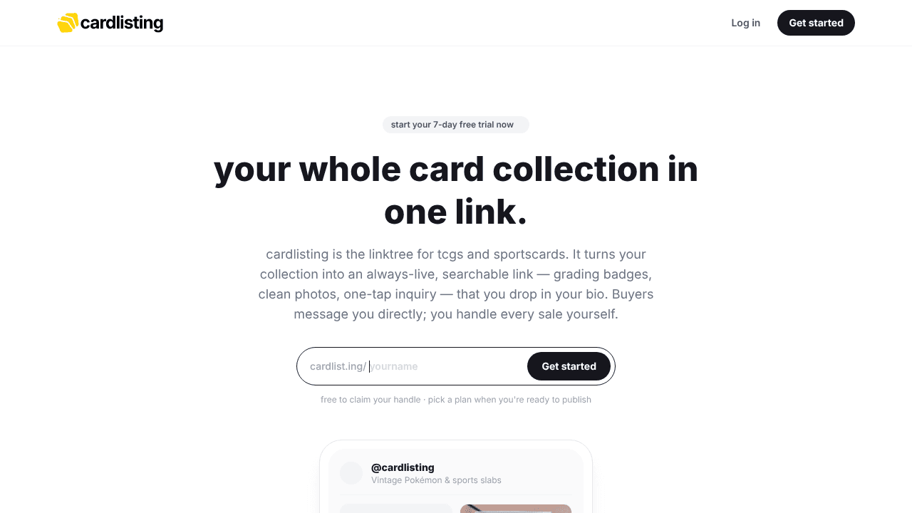 cardlisting website screenshot