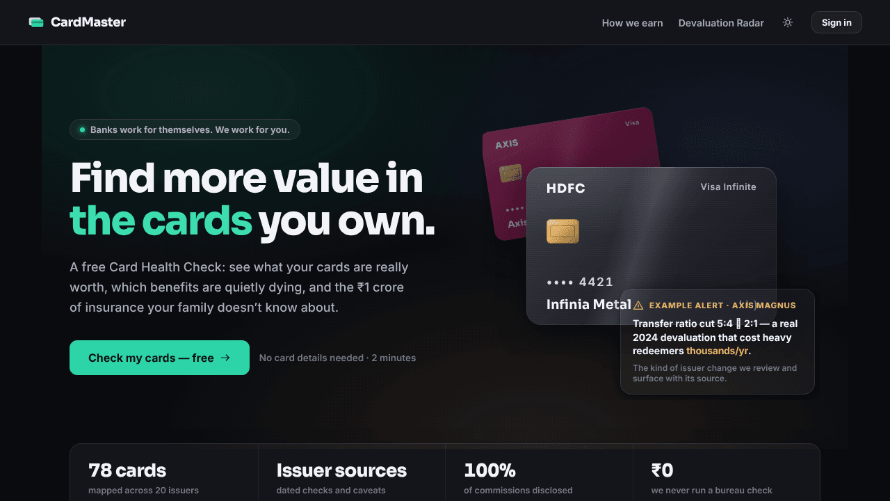 CardMasters website screenshot