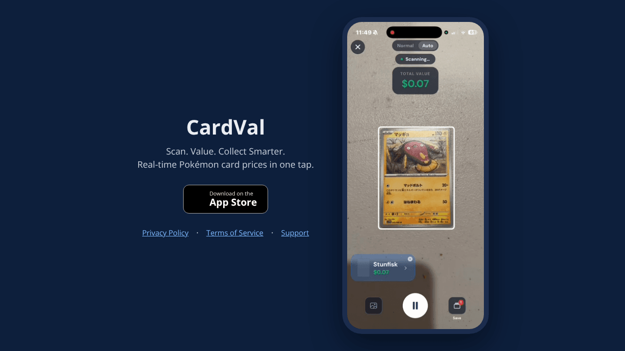 CardVal website screenshot