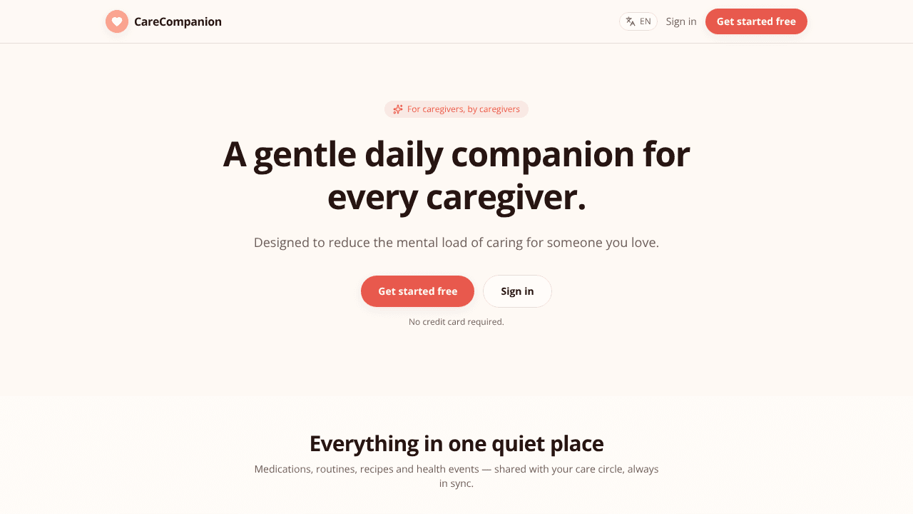 CareCompanion website screenshot