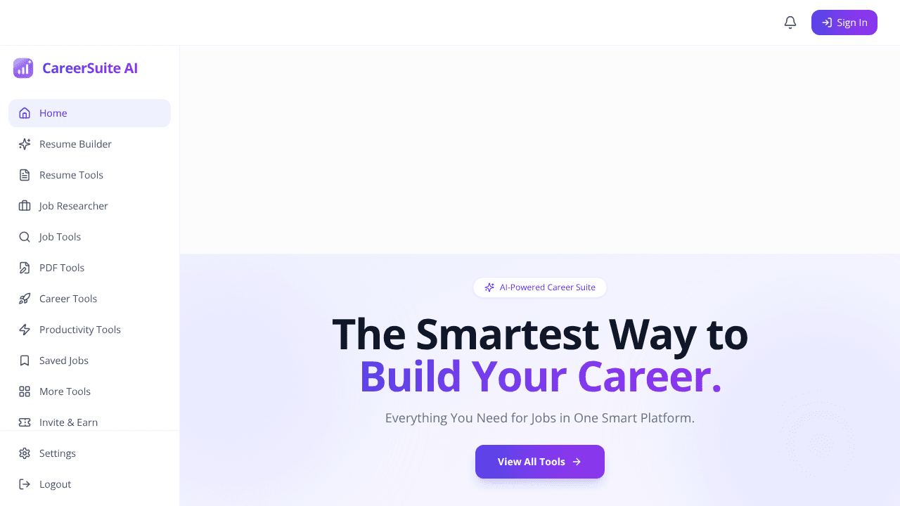 CareerSuite AI website screenshot