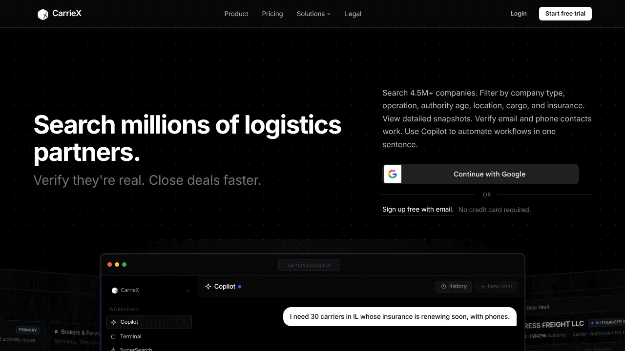 CarrieX website screenshot