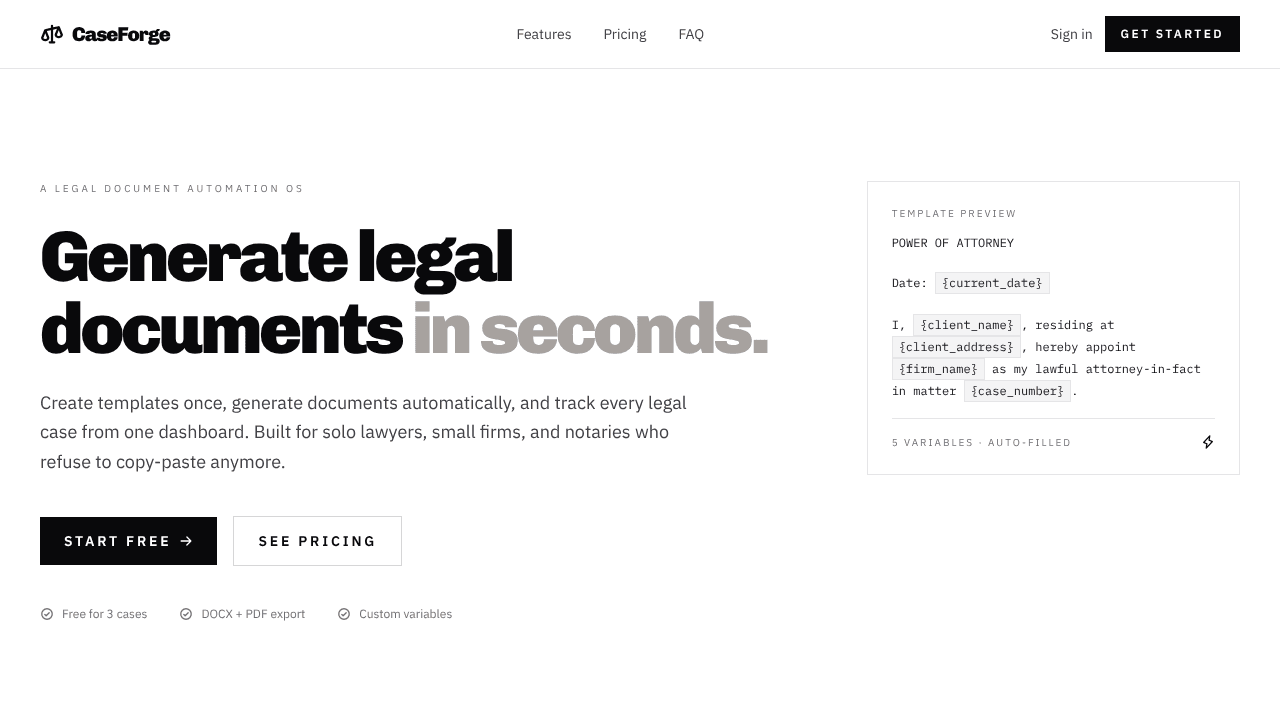 CaseForge website screenshot