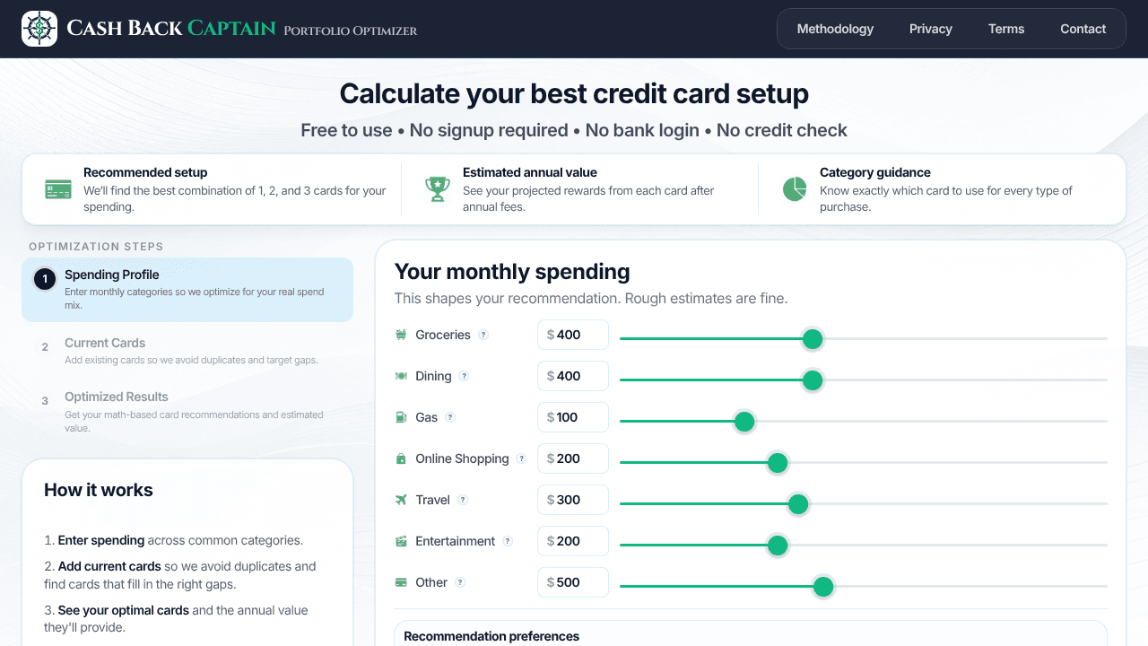 Cash Back Captain website screenshot