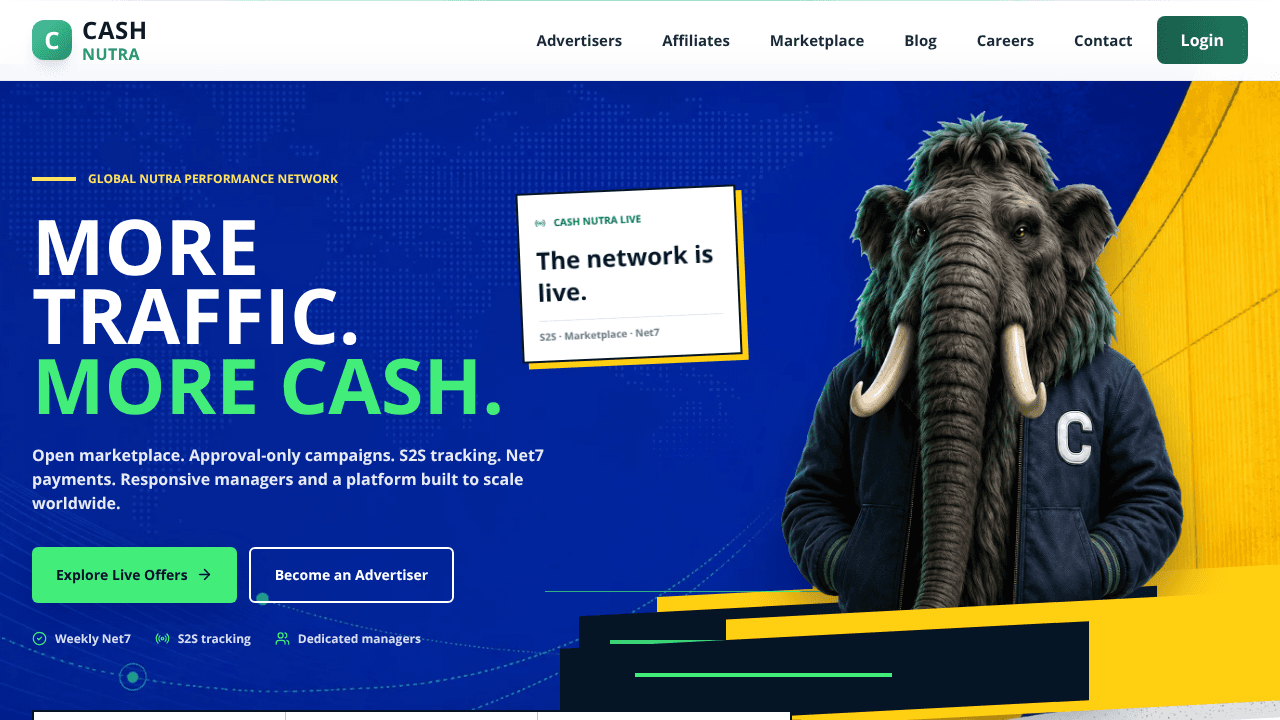 Cash Nutra website screenshot