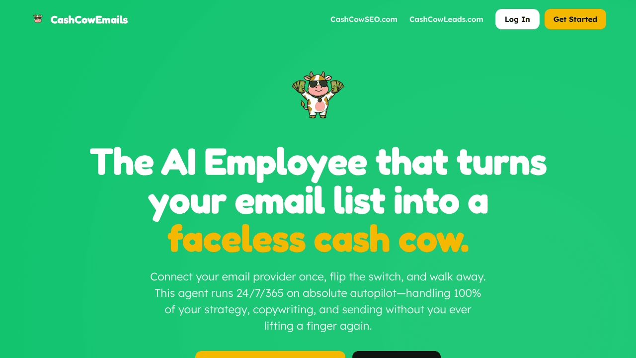 CashCowEmails.com website screenshot